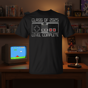 T-shirt unisexe à manches courtes et col rond pour la promotion 2025, thème Gamer : Finition du niveau Senior - Product Image 3
