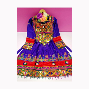 Venta al por mayor tradicional afgano hecho a mano de las mujeres vestido de terciopelo afgano bordado de seda y algodón ropa de fiesta y boda - Product Image 4