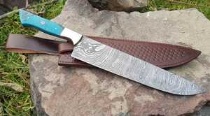 Ensemble de couteaux de cuisine en acier damas de 8 pouces, manche en résine, gaine en cuir pour légumes commerciaux - Product Image 3