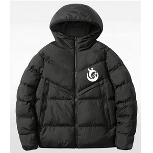 Chaqueta de esquí bomber de invierno para hombre CardiacSports, corte ajustado, estampado por transferencia térmica, color liso, con capucha, cuello alto, frontal negro, estilo urbano. - Product Image 5