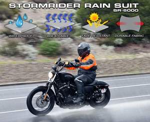 Combinaison de pluie pour moto Nelson Rigg Stormrider, 2 pièces, orange et noir - Product Image 4