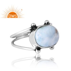 Nouvelle tendance Design 925 argent naturel Larimar bague en pierres précieuses pour les femmes fabricant de bijoux personnalisés - Product Image 4