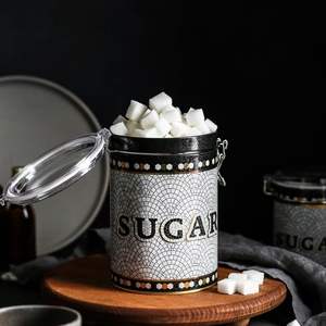 Kontensan ER1176D 1.1L Caja de metal redonda con cierre de alambre y tapa transparente Patrón de mosaico geométrico Origen de pavo - Product Image 2