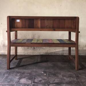 Banc d'entrée en bois dur récupéré industriel, banc d'extérieur coloré en bois vieilli, 2 places, moderne, fait à la main, bancs durables - Product Image 5