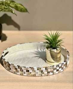 Bandejas decorativas con incrustaciones de resina de La India, hermoso diseño de madera y mármol a granel, venta al por mayor - Product Image 5