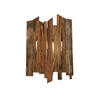 Lámpara de Pared de Madera de Teca Ecológica Hecha a Mano, Control Táctil, Estilo Rústico, Color Personalizado, Diseño Interior para Hogar y Hotel