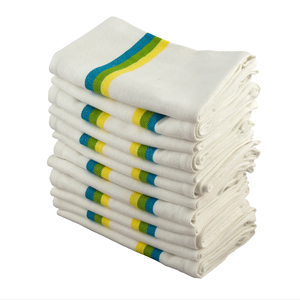 Juego de 12 toallas de cocina de secado rápido recicladas 100% algodón tejido con hueso de arenque ecológico - Product Image 1