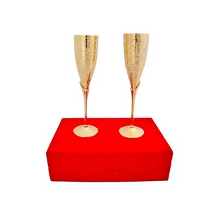 Customized Logo Embossed Design Brass Golden Copper Cocktail Wine <b>Glass</b> Home Party Ware Made from Crystal with Golden - Product Image 1