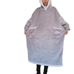 Sweat à capuche surdimensionné en flanelle longue pour femmes et hommes, sweat-shirt d'hiver, techniques de tissage matelassé, manches - Product Image 2