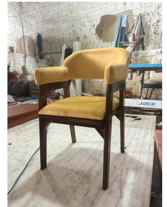 Silla de comedor de madera maciza moderna nórdica con cojín de cuero y lino muebles de restaurante portátiles para el hogar o la escuela - Product Image 1