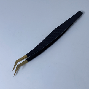 Pinzas de pestañas de calidad fina de acero inoxidable negro mate y dorado Pinzas de pestañas de calidad superior rectas y curvas - Product Image 3