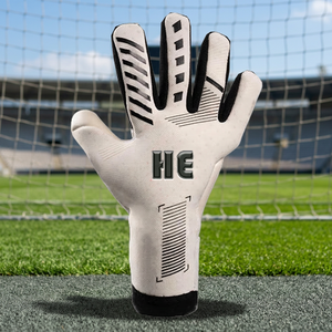 Custom Design White and black Breathaprene Soccer Full Finger Goalkeeper Gloves 4mm German Latex Sillicon Inject Elastic strap - Product Image 6