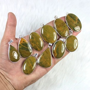 High Quality Boho Bohemia Style Ocean Jasper <b>Multi</b> <b>Colour</b> Gemstone Pendant <b>Necklace</b> For Women Bezel Set Wholesale Manufacaters - Product Image 4