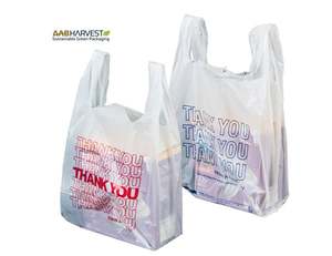 ถุงเสื้อกั๊กพลาสติกสำหรับบรรจุอาหารเกรดต่ำโลโก้ออกแบบได้ตามต้องการสำหรับช้อปปิ้งซูเปอร์มาร์เก็ต - Product Image 1