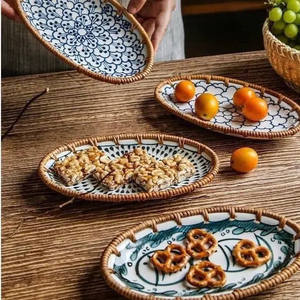 La bandeja de servicio tejida más barata, bandeja ovalada de ratán de alta calidad ecológica para alimentos de frutas hecha en Vietnam - Product Image 1