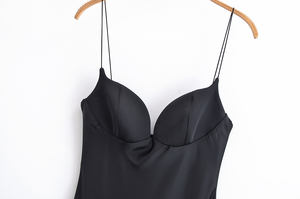 Nouvelle robe en satin vintage pour femmes, coupe trapèze, longueur au sol, sans manches, tissu respirant et écologique, coupe régulière - Product Image 4