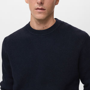 2025 nouveau arrivé tenue décontracté à la mode 100% coton tricoté pull col rond solide noir couleur surdimensionné hommes chandails - Product Image 3