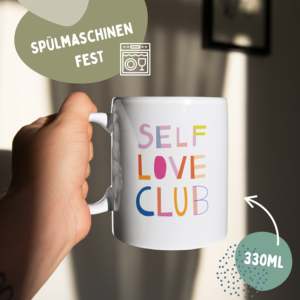 Taza de Diseño Moderno 'SELF LOVE CLUB' de Gres, Apta para Lavavajillas, Impresión por Sublimación, Transferencia de Calor para Presentaciones en Cafeterías - Product Image 4