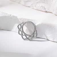 SUPERSTAR Anneau septum nez titane G23 charnière click, zircone ronde cœur fleur bijou piercing corps