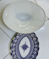 Tajine Ovale en Céramique Peint à la Main, Fait Main, Sans Plomb, Pot de Cuisson Marocain Artisanat