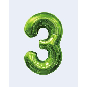 Palloncino Party Love Numero 3 Verde 100 Cm Decorazione per Feste - Product Image 1