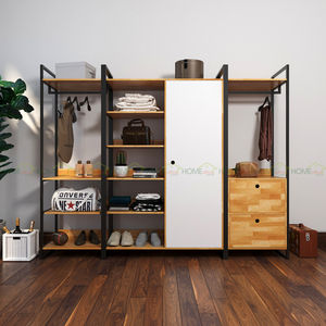 Sistema de Armario Independiente Minimalista 280x50x200cm de Madera de Caucho con Función Plegable para Hogar, Apartamento, Dormitorio TQA68010 - Product Image 5