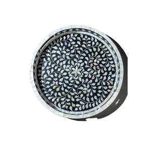 Bandeja de servicio de nácar de estilo marroquí hecha a mano con bandeja de Incrustaciones de nácar duradera de precisión con logotipo personalizado - Product Image 2