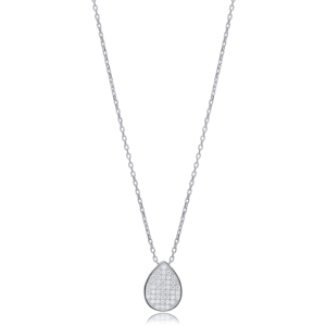 Collier minimaliste en argent sterling 925 avec pendentif en forme de poire en zircon clair, tendance, bijoux fins - Product Image 4