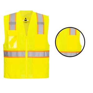 Chaleco de Trabajo para Hombre de Color Amarillo, de Alta Calidad, Transpirable, con Malla Reflectante para Rescate en Carretera - Product Image 5