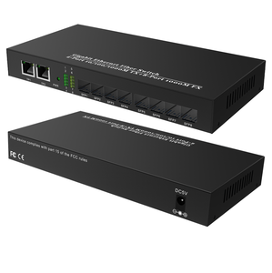 Transceptor de Fibra Óptica SFP Monomodo, Conversor de Medios de Fibra Ethernet Gigabit de 2 Puertos 10/100/1000BASE-TX a 8 Puertos 1000BASE-FX - Product Image 1