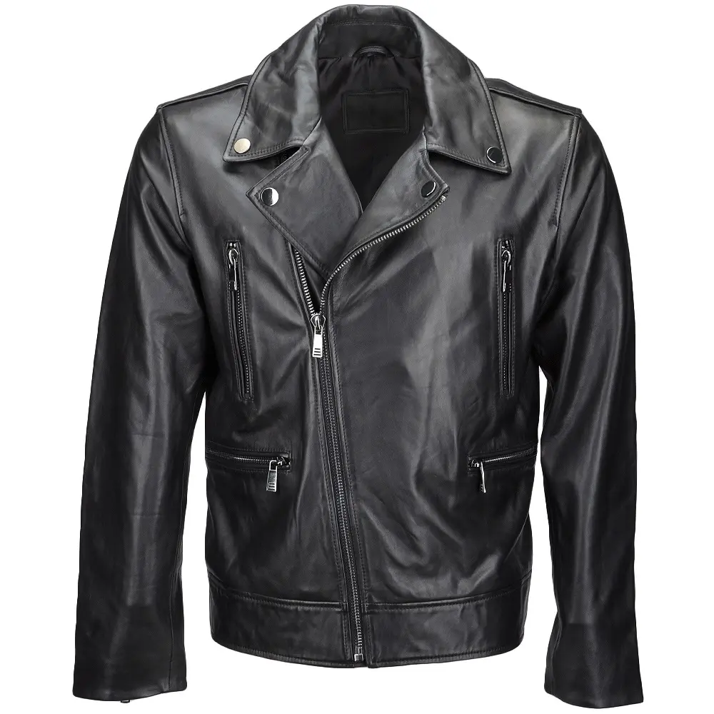 Jaqueta de couro de motociclista, motocicleta com bolsos, com zíper, alta qualidade, pele de ovelha, venda imperdível