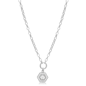 Zircon Pierre Rectagon Creux Charme Collier En Gros 925 Bijoux En Argent Sterling - Product Image 5