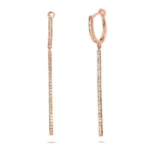 Pendientes de barra de oro rosa de 14 quilates con diamantes de 0,48 quilates - Product Image 1