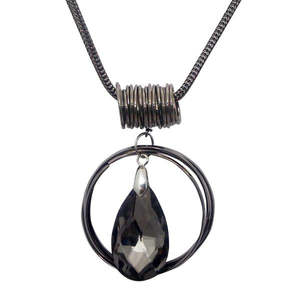 Urthn 1107728 Rhodium Plated <b>Glass</b> Stone Statement Necklace Fashionable Sweater <b>Chain</b> - Product Image 1