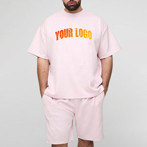 Nouveauté Ensemble T-shirt et short de couleur unie T-shirt à col rond et épaules tombantes et short avec logo personnalisé par OVERSEAS SPORTS - Product Image 1