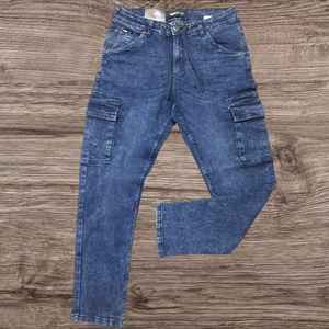 Meilleure vente en stock jeans cargo imperméables droits en denim grande taille pour hommes marque personnalisée en mélange de coton et élasthanne - Product Image 5