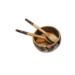 High Quality Steel <b>Soup</b> Bowl 2 PCS <b>Spoon</b> ACACIA Wood with Enamel Print for Home Commercial Kitchen Serving Accessories Rice <b>Soup</b> - Product Image 5