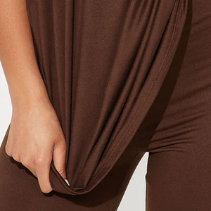 Camiseta de algodón 100% de otoño y Verano y conjunto corto de 2 piezas para mujer/conjunto de ropa de descanso transpirable de alta calidad de Color sólido para mujer - Product Image 5