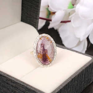 Venta al por mayor Cacoxenita Natural Super Seven Gemstone 92,5 Anillo Fino de Plata Esterlina - Product Image 5