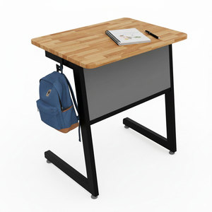 Bureau d'étudiant de style moderne avec pieds en fer en forme de C 70x50cm, mobilier scolaire en bois de caoutchouc - PSD037 - Product Image 1