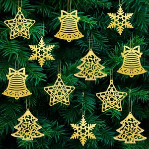 เครื่องประดับโลหะสีทองแขวนตกแต่งคริสต์มาสสำหรับตกแต่งเทศกาลวันหยุดต้นไม้และตกแต่งบ้านของขวัญชิ้น - Product Image 1