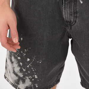 Shorts en jean décontractés respirants en patchwork personnalisé, jeans amples pour hommes, tissu en jean tricoté, shorts délavés et usés pour hommes - Product Image 4