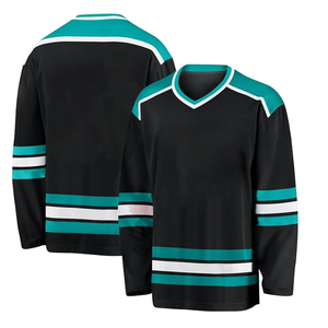 Camisas deportivas de hockey sobre hielo de manga larga de poliéster en blanco al por mayor, camiseta de práctica de equipo transpirable personalizada para adultos - Product Image 1