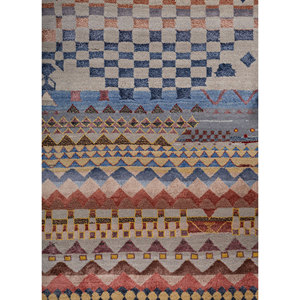 พรมลายเรขาคณิตสีเทาดำ Freedom Manchaha ทำด้วยมือจากขนสัตว์ ไหมไผ่ และไหม สำหรับตกแต่งห้องนั่งเล่น-Les-1386 - Product Image 3