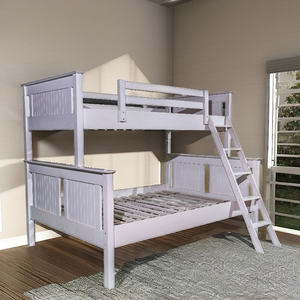 Lit superposé Dakota au design moderne, écologique, durable, confortable, extensible et pliable, en bois de caoutchouc blanc, construction solide - Product Image 2