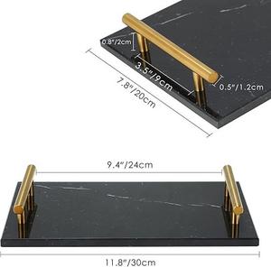 Elegante bandeja de servicio real de mármol con forma de rectángulo de varios colores con asas de Metal bandeja de mármol decorativa decoración del hogar - Product Image 5