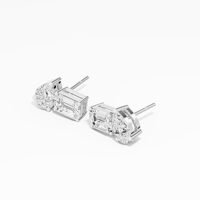 Exclusivos Pendientes de Botón Clásicos Toi Et Moi con Moissanita Corte Esmeralda en Forma de Pera de 1.83 Ctw VABS DIAMOND, Hechos a Mano en Plata 925 para Mujer