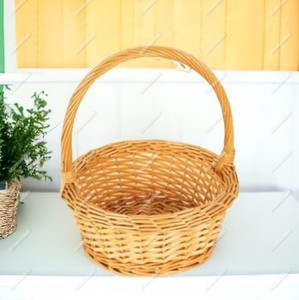 Hot Sale Universal Large <b>Wicker</b> Cane Handmade Round <b>Hamper</b> With Handle Flowers Fruits Bread Picnic Gift Storage <b>Basket</b> - Product Image 6