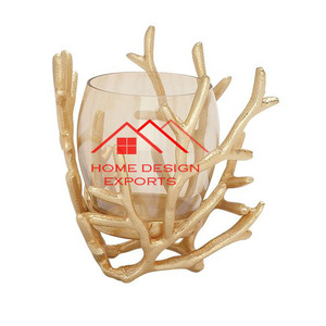 Portavelas de Metal con acabado dorado de Metal de aluminio fundido con vidrio votivo último diseño hogar sala de estar Decoración de mesa uso - Product Image 1