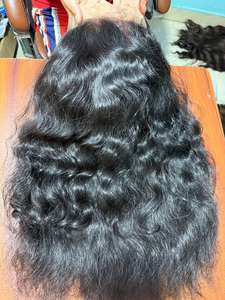 Vente en gros 100% naturel non transformé Remy indien Extensions de cheveux humains 13x4 Frontal Body Wave perruque noir pour les femmes de haute qualité - Product Image 3